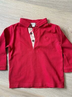 Burberry Long Sleeve Polo Red 2Y Authentic